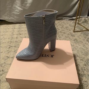 Womens snake skin baby blue boots